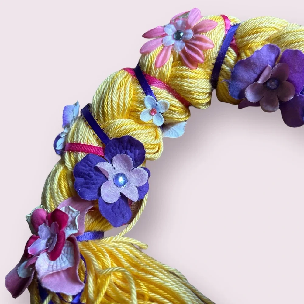 Kids Handmade Rupunzel Crocheted Yarn Wig Dress Up Costume Halloween